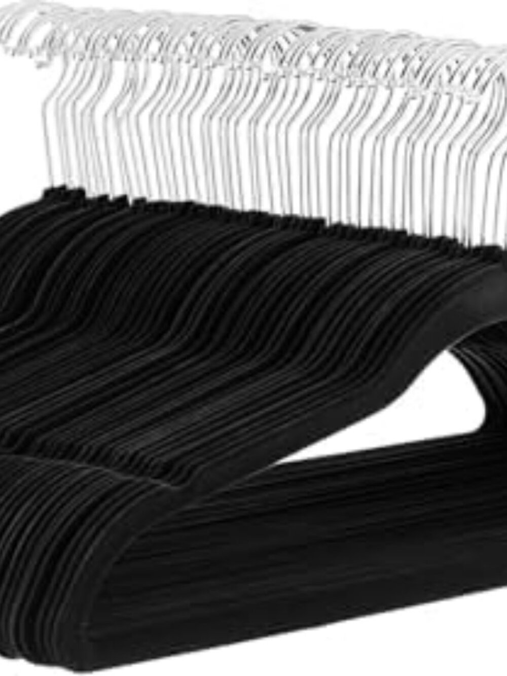 Amazon Basics Slim Velvet Non-Slip Hangers 30 Pack Space Saving Closet Black Set